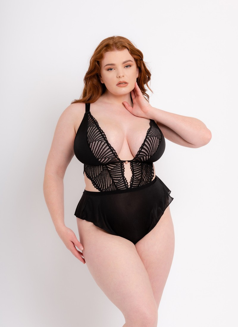 Scantilly Body After Hours Stretch Lace Teddy Black