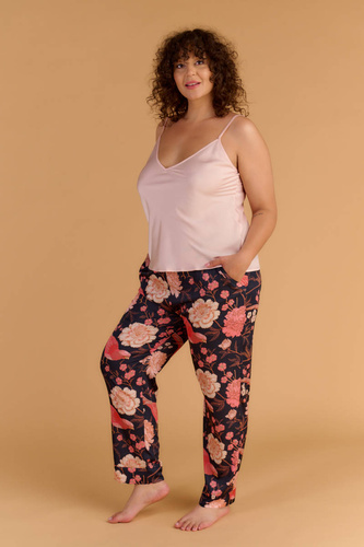 Endorfinella Trousers Darling, pink bird - spodnie długie